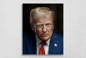 Trump ditches the American flag for his stern new portrait